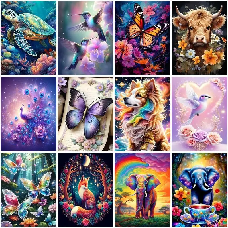 CHENISTORY Diamond Painting Elephant Butterfly Bird Full Square Drill Diamond Embroidery Sale Animal Mosaic Needlework DIY Home