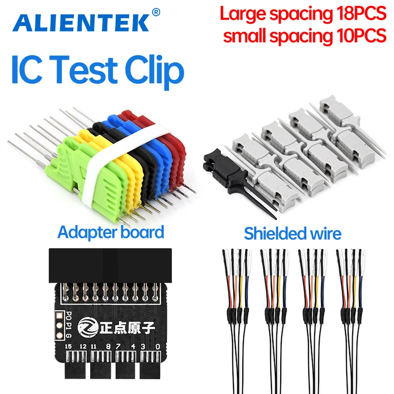 ALIENTEK Universal Chip Micro IC Clamp For Logic Analyzer Test Clip Pin Socket Adpter Programmer Shielded Wire Adapter Board