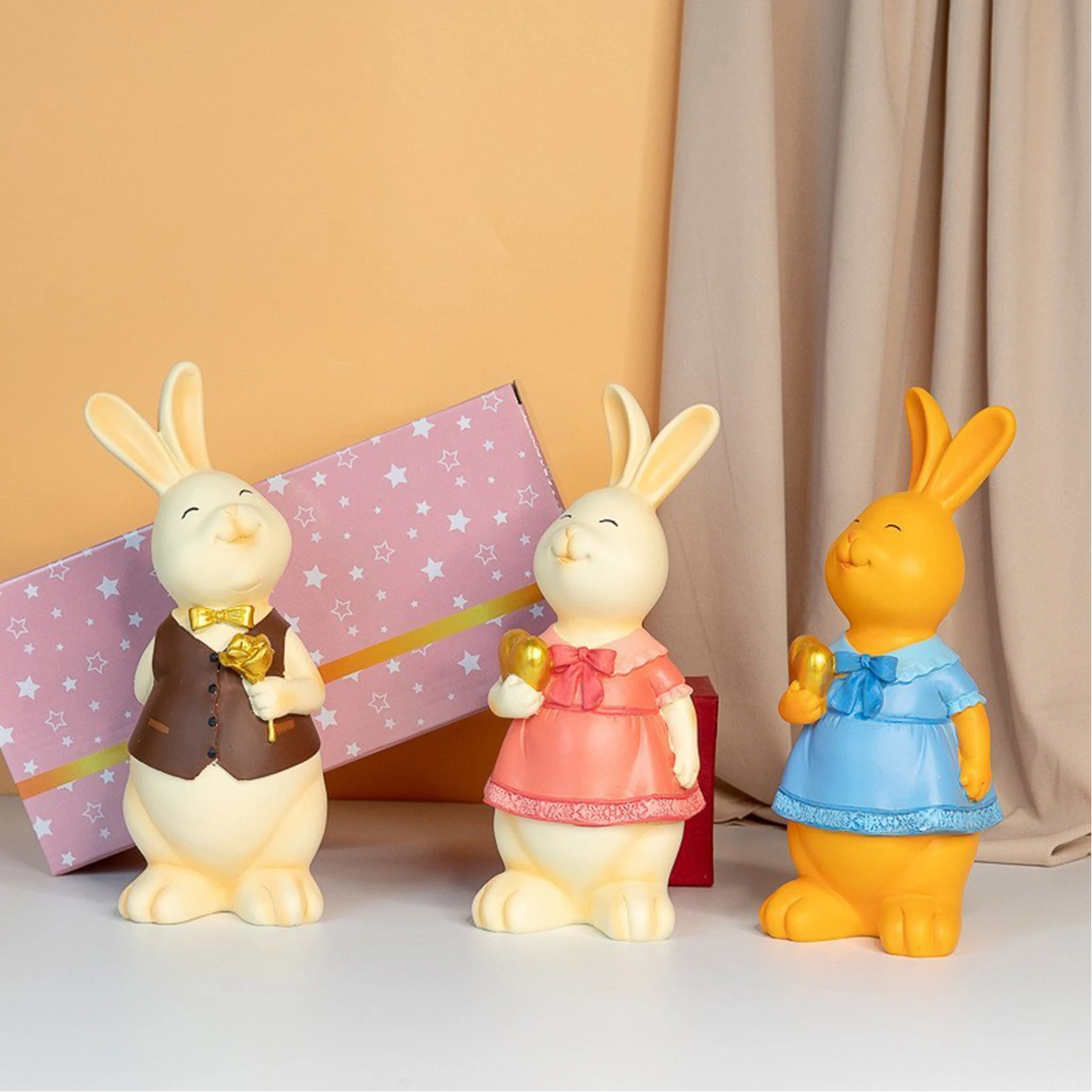 

Креативные украшения в виде пары кроликов, Домашний Настольный Декор для гостиной из смолы, поделки, подарок на день Святого Валентина и свадьбу