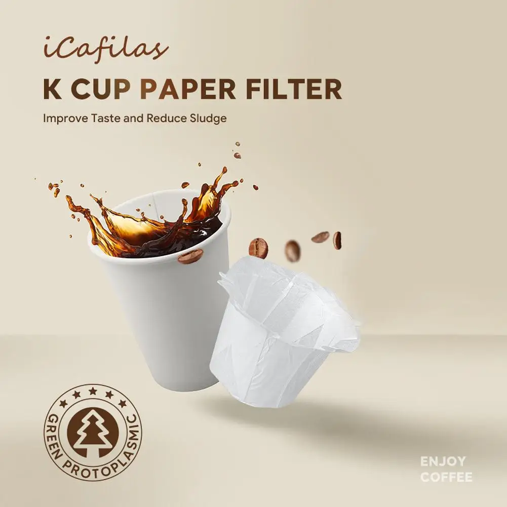 Filtros de papel descartável café, Copos Parper, filtro K-Cup, Fit Keurig cápsula recarregável, K Cup cestas, ferramentas de cozinha, 100pcs