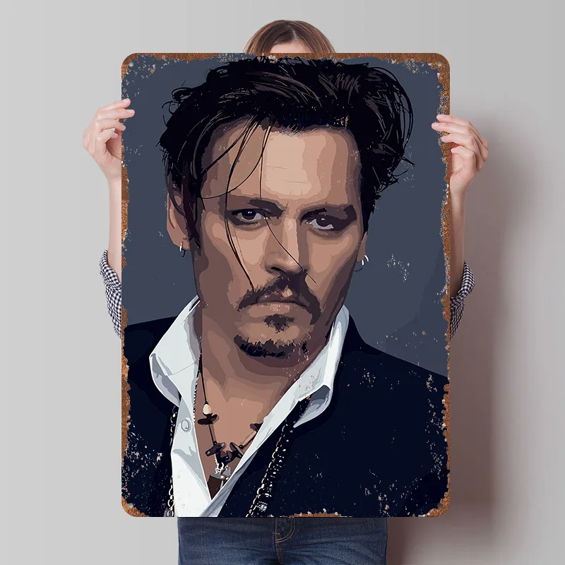 Johnny Depp Tinplate Poster Customized Wall Art Vintage Retro Metal Signs for Aesthetic Room Decor Men Decoration At Home Items