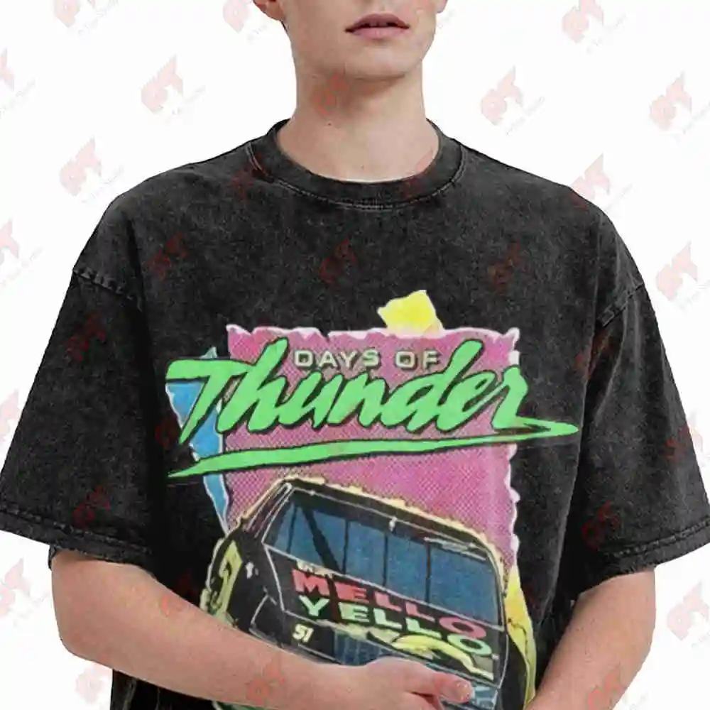 Days Of Thunder Movie Print Vintage Washed Tee Pure Cotton T-Shirt