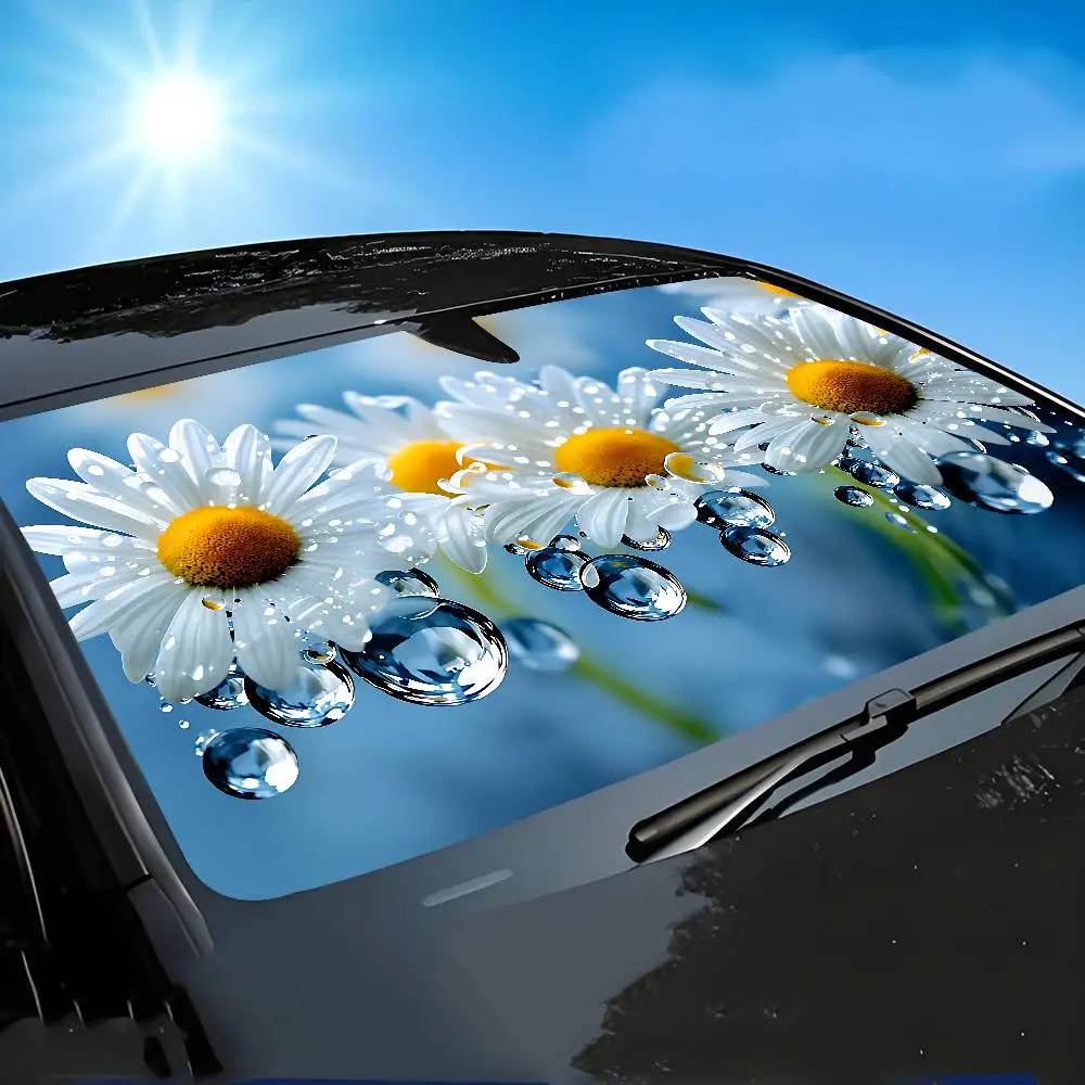 Daisy Flowers Car SunShade Windscreen Cover Windshield Car Window Sun Shade Auto Visor Car Accessories