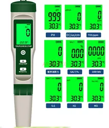 Ten in one water quality detector PH/TDS/EC/salinity/S.G/ORP/hydrogen rich H2/high resistivity nutrient