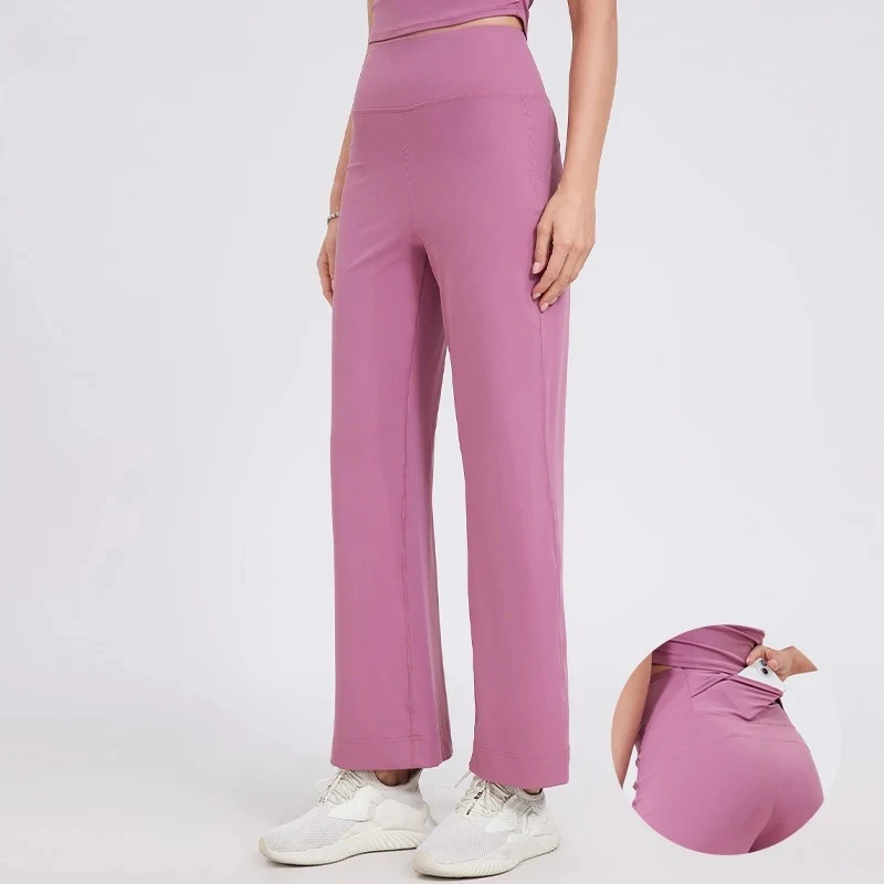 Casual Loose-fitting Pocketed Yoga Pants Women High Waist Sports Straight-legged Pants Soft Jogging Baggy Pants Women