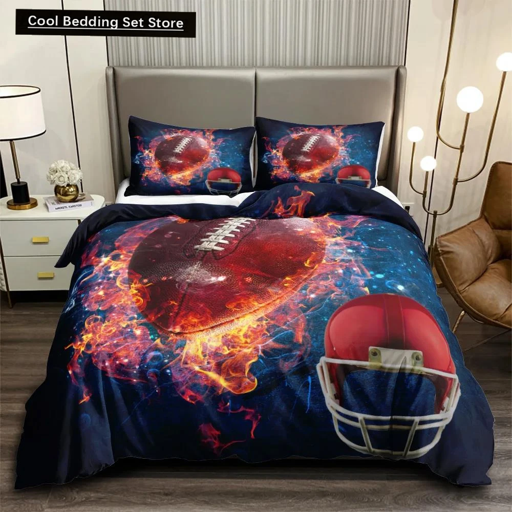 

Football Duvet Cover Set 3D Sports Football Bedding Set Pillowcase for Boys Teens Double Queen King Size Polyester Qulit Cover