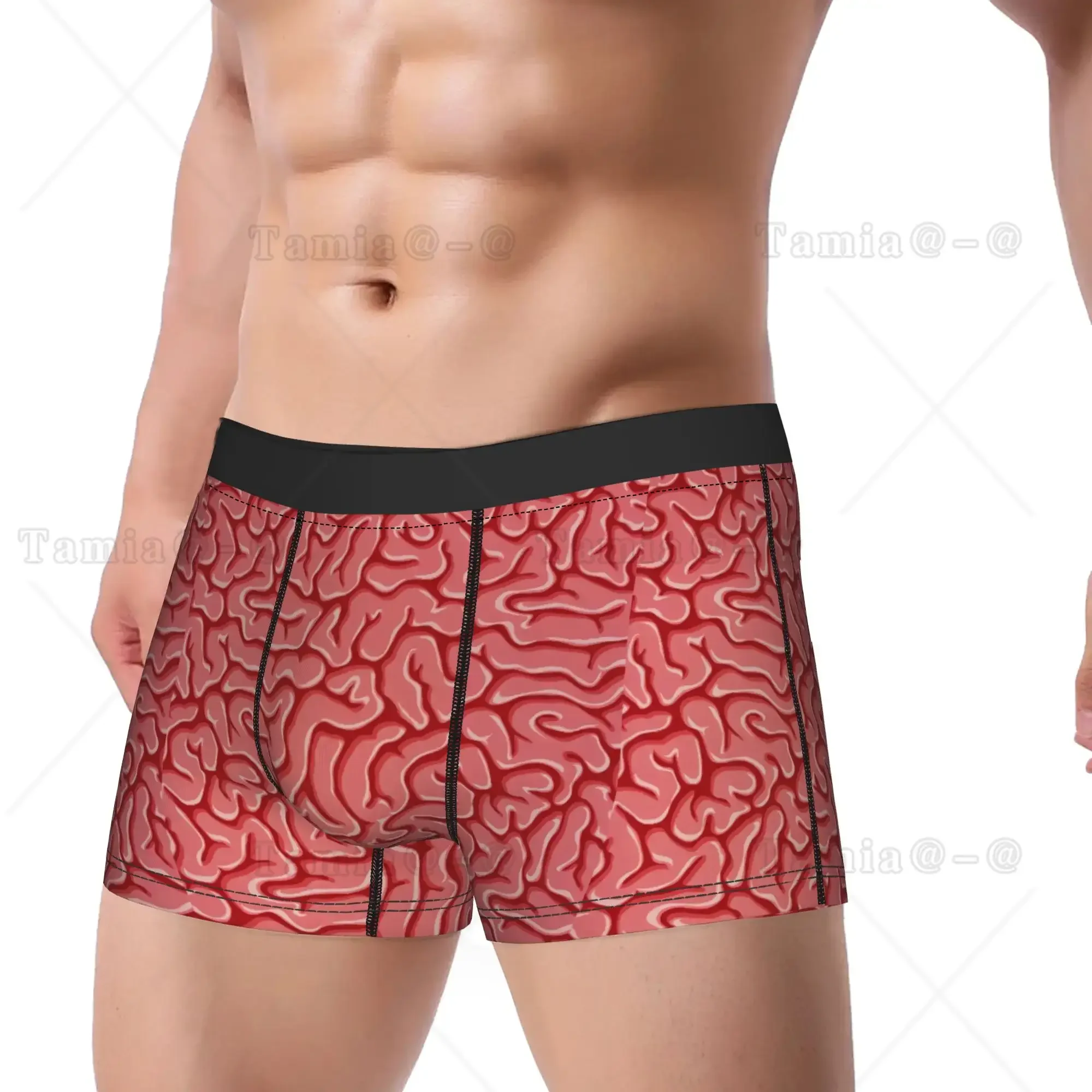 Red Cell Tissue Texture Underwear  Elastic Underpants Custom DIY Boxer Brief For Men Pouch Oversize Trunk