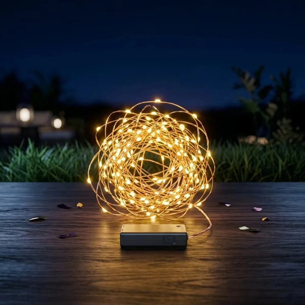 LED Fairy Lights Battery Powered Twinkling Copper Wire String Lights Ball Shape for Outdoor, Garden, Christmas, Party Decor