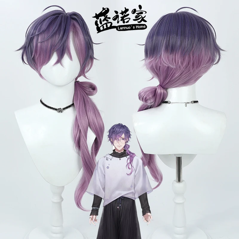 NIJISANJI Virtual YouTube Vtuber NOCTYX Uki Violeta Cos Cosplay Wig Halloween Carnival Party Props Synthetic Hair + Wig Cap