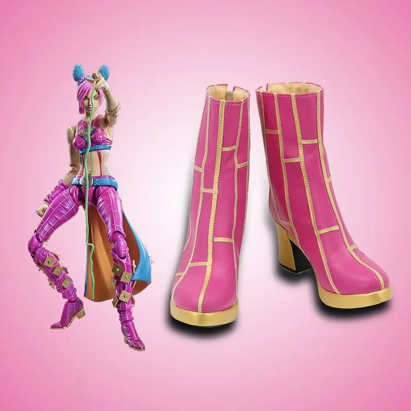Anime The Shoes are Suitable for Cosplay Adventure Jolyne Custom Made Pink Cosplay Shoes Boots Halloween Props