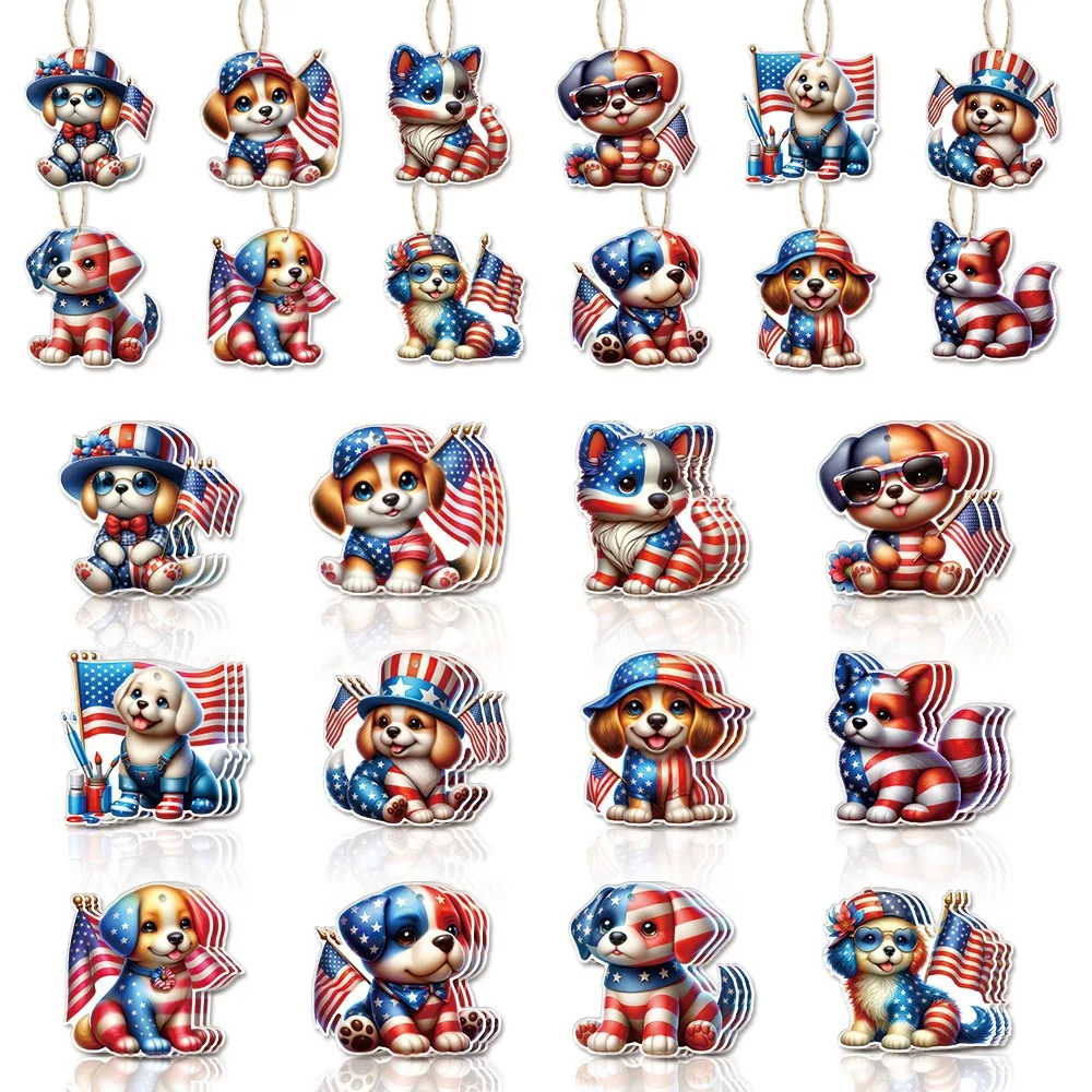 

Cartoon Dog Themed 4th of July Hanging Ornament DIY Party Decor Independence Day Decoration