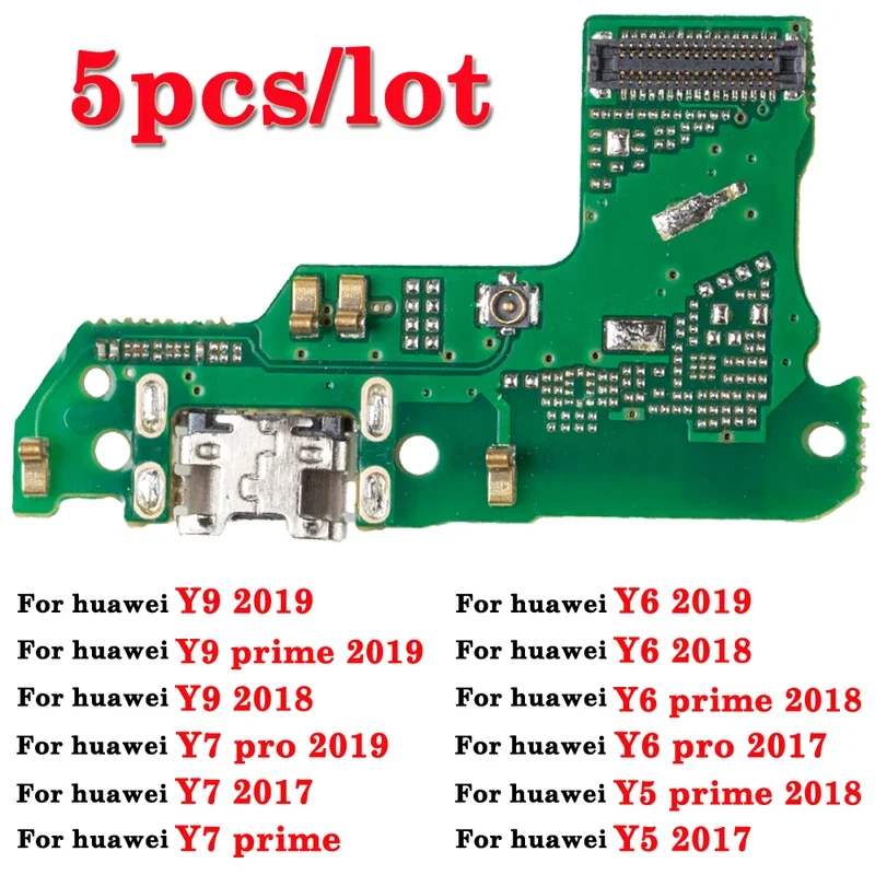 

High-quality 5 Pcs/Lot Dock Charging Port Connector Flex Cable With MIC For Huawei Y6 Y7 Y9 Pro Y5 Prime 2017 2018 2019 USB Cha