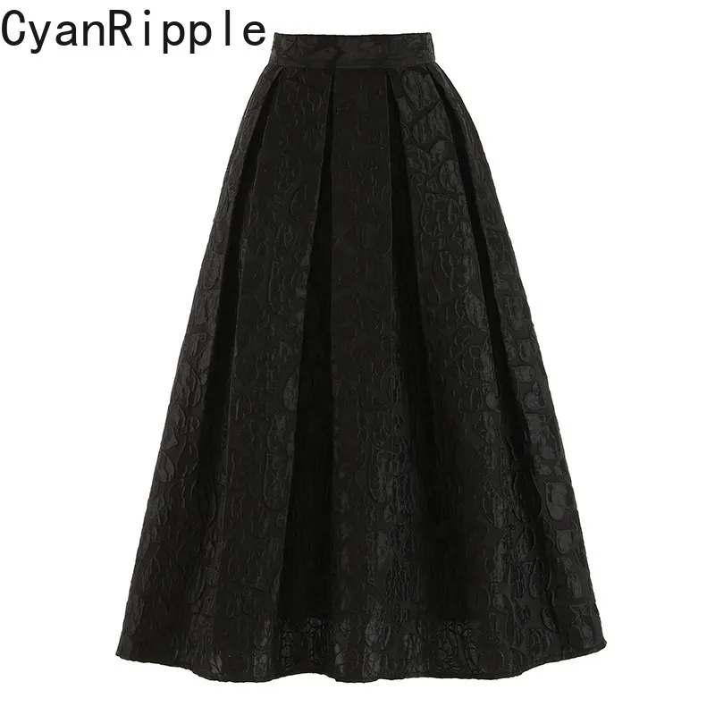 

Высококачественная Жаккардовая Юбка-Бальконет с Асимметричной Вышивкой в Форме Сердец, Черная, Новая Коллекция Весна-Лето, с Завышенной Талией, Элегантная Юбка в Стиле Богини