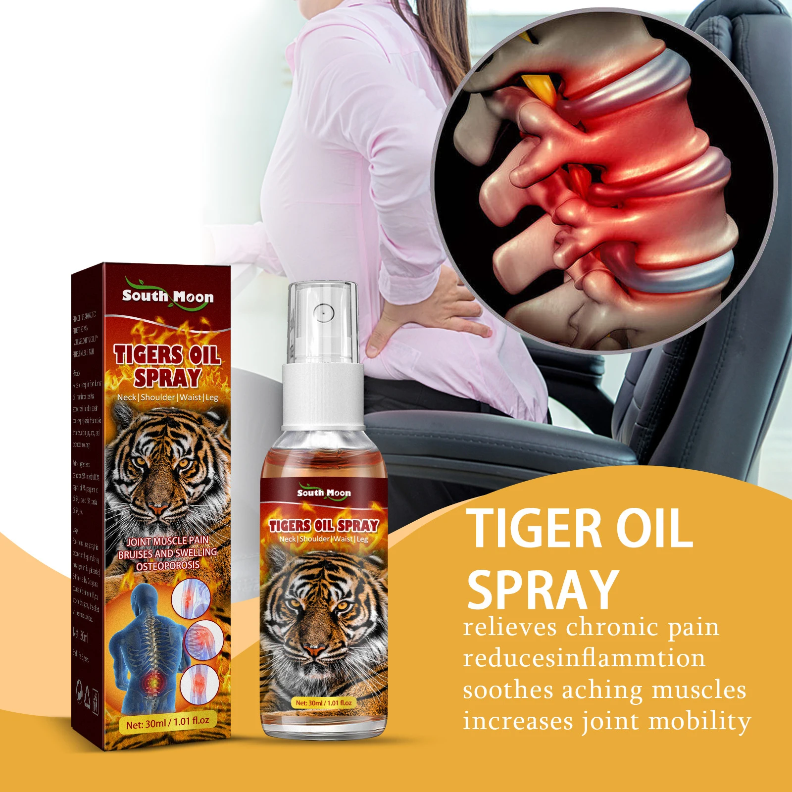 

Effective Pain Relief Tiger Oil Spray Relieves Chronic Pain Soothes Aching Muscles Increase Joint Mobility 30ml