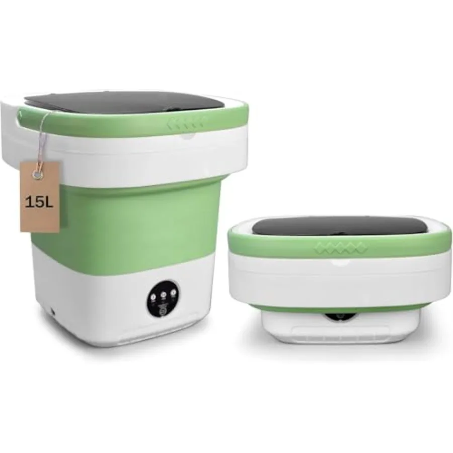 

Portable 15L Mini Washer and Spin Dryer Foldable Deep Cleaning for Underwear Baby Clothes and Small Items for Apartments Dorms