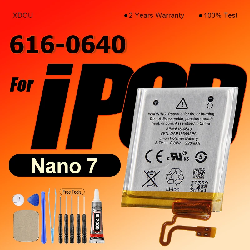 New Replacement Battery For iPod Nano 7 7th Gen MB903LL/A 616-0639 616-0640 Batteries A1446 MP3 MP4 Battery + Tools