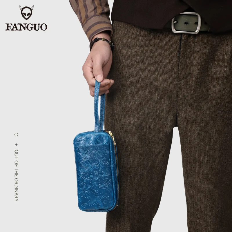 

Сумка-клатч из 100% натуральной кожи с ремешком на запястье, повседневная длинная сумка-кошелек из воловьей кожи на молнии, сумка для хранения телефона