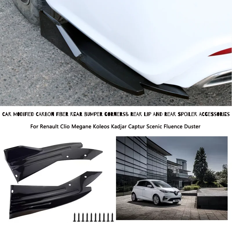 Rear Bumper Lip Diffuser Splitter Canard Protector Front For Renault Clio Megane Koleos Kadjar Captur Scenic Fluence Duster