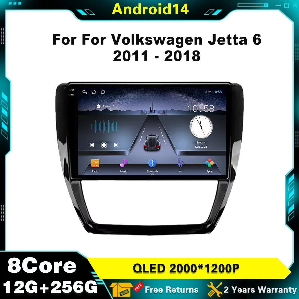 

DVD Screen 4G WIFI Android 14 For For Volkswagen Jetta 6 2011 - 2018 Car Radio Multimedia Player Stereo Navigation GPS Carplay