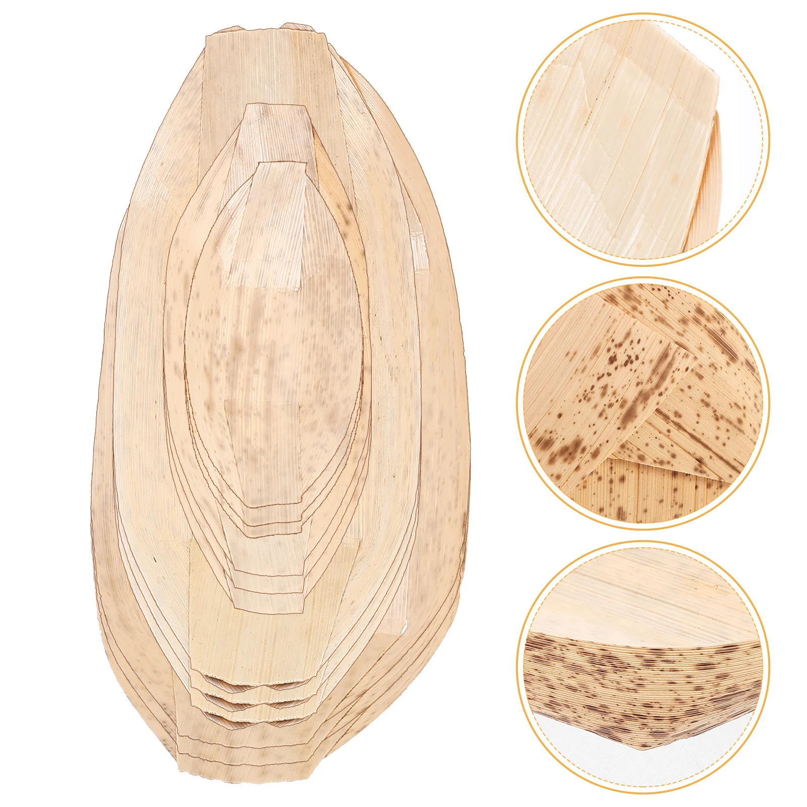 

40Pcs Sushi Boat Plates Bamboo Serving Trays Disposable Food Containers for Picnics Bbqs Weddings Snack Display Dishes