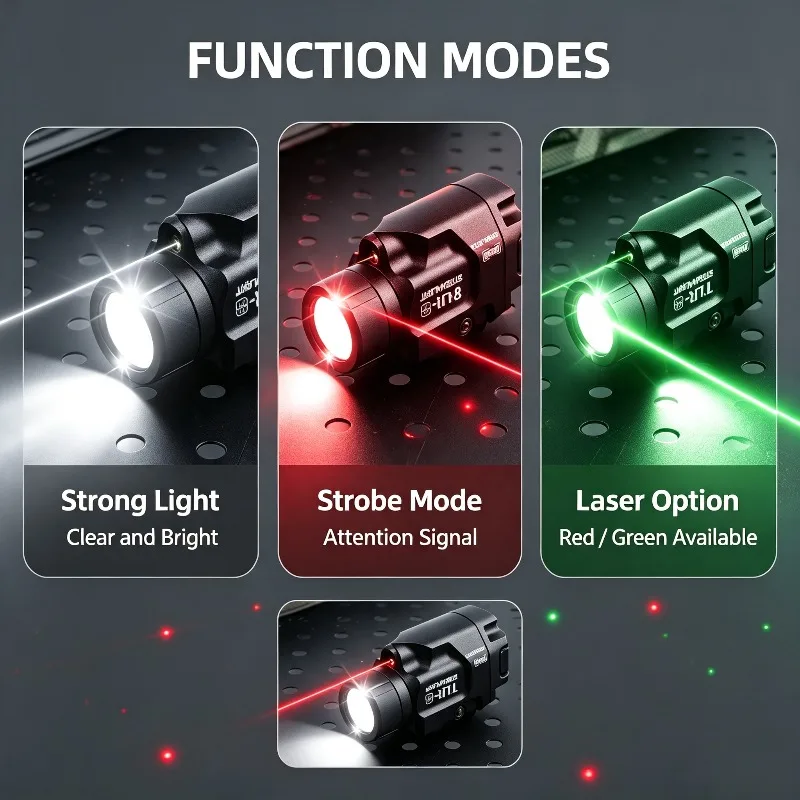 TLR-8 Strobe Underbarrel Light Handheld Metal Adjustable Strong Light Fit Different 20MM Rail Models