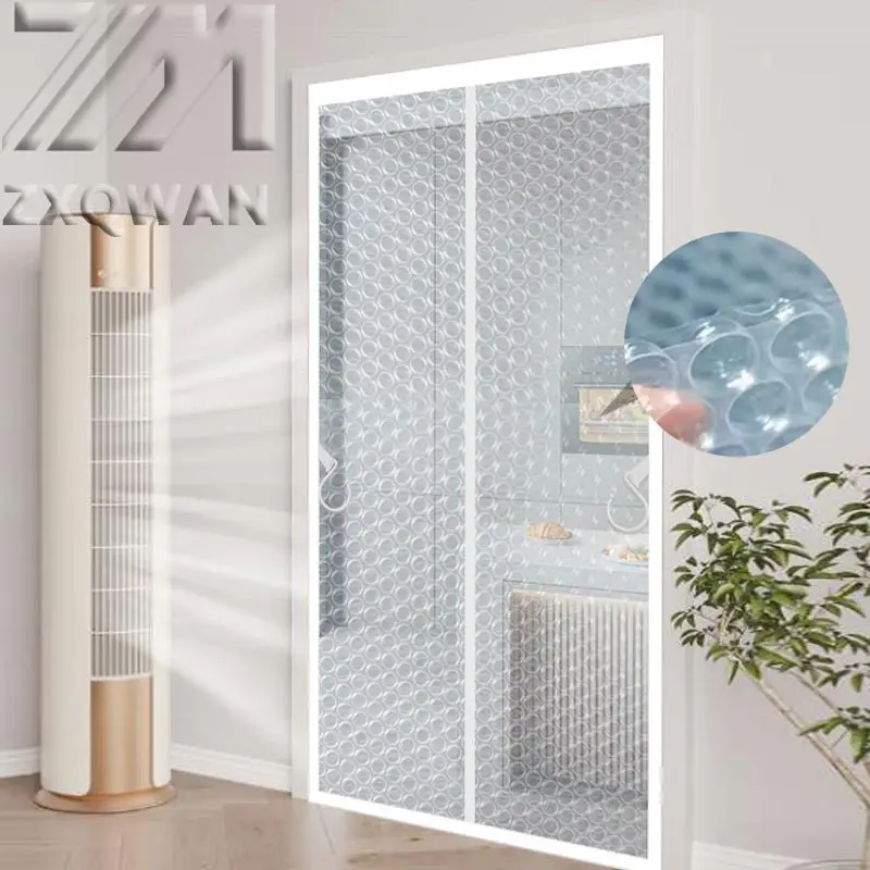 Balcony Magnet Windproof and Cold proof Bubble Film Insulation Door Curtain Thickened Partition Windproof Curtain No Drilling