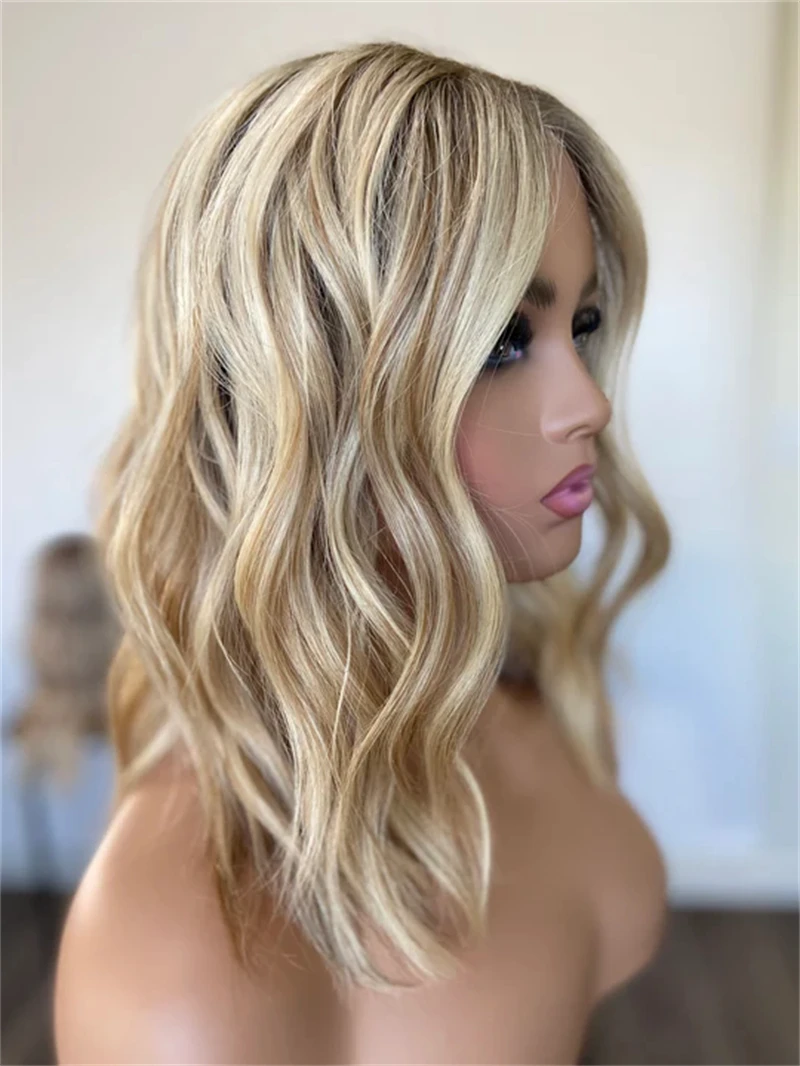Women's Trendy  Wig Ombre Ash Blonde Wig High Quality Synthetic Heat Resistant Fiber Wigs Glueless Hairline Small/Large Size Cap