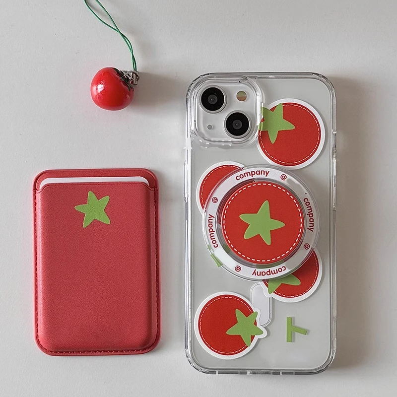 Korean Ins Niche Art Design Cute Red Tomato Cartoon MagSafe Phone Case For iPhone 16 15 14 13 12 11 Pro Max Plus MINI Y2K Cover