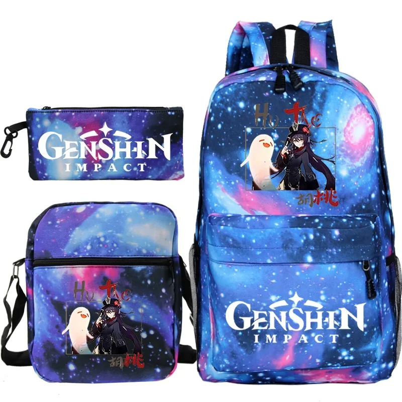 

Genshin Impact Backpack 3pcs/set Students School Backpack Boys Girls bookbag Teens Travel bag Mochila Men Women Laptop Bag