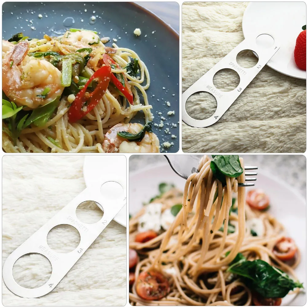 

3pcs Spaghetti Measurer Noodle Measuring Ruler 4 Hole Kitchen Gadget Stainless Steel Food Grade Portion Control Easy Storage