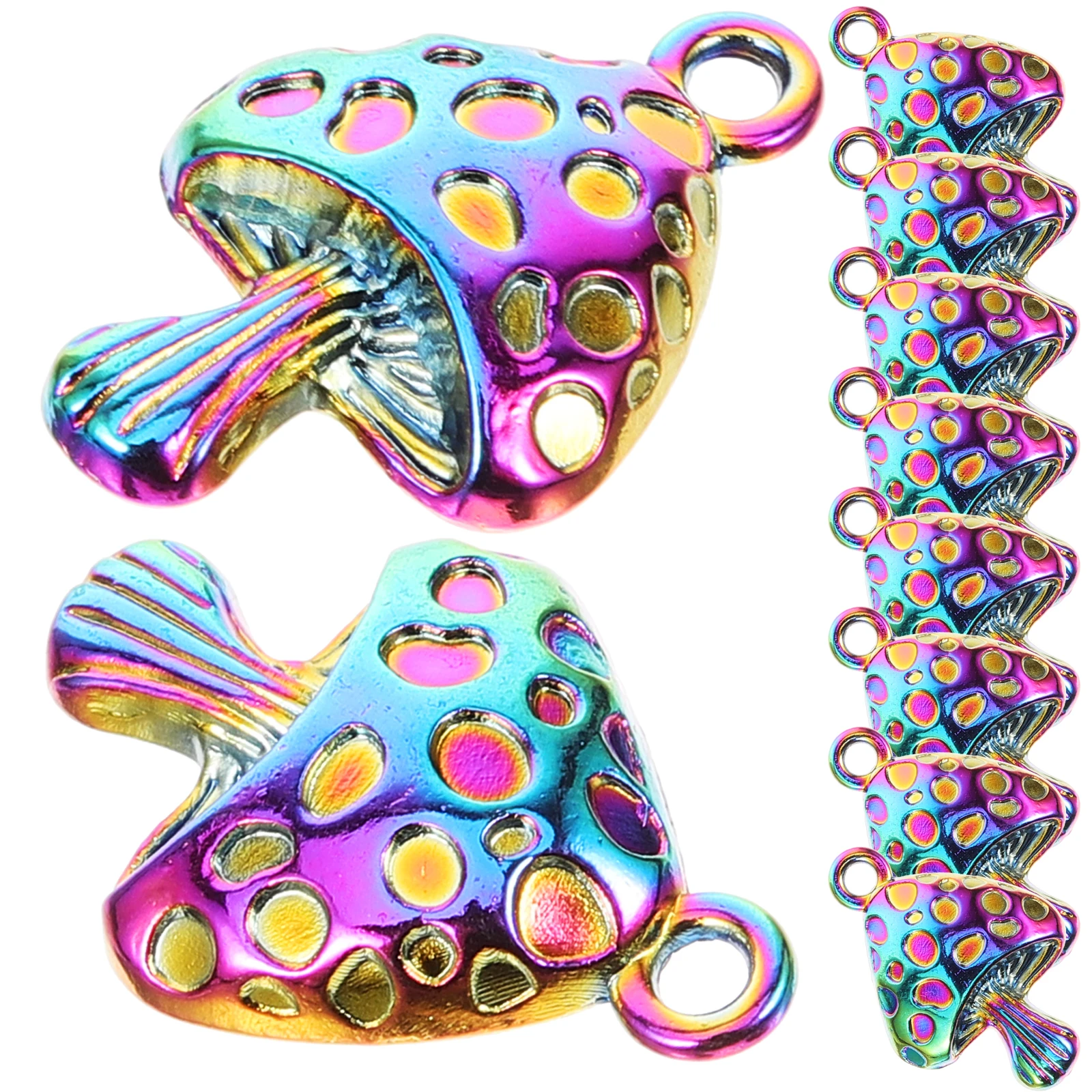 

10 Pcs Colorful Mushroom Pendant Cute Necklace Stuff Mini Alloy Earrings Dangle for Women
