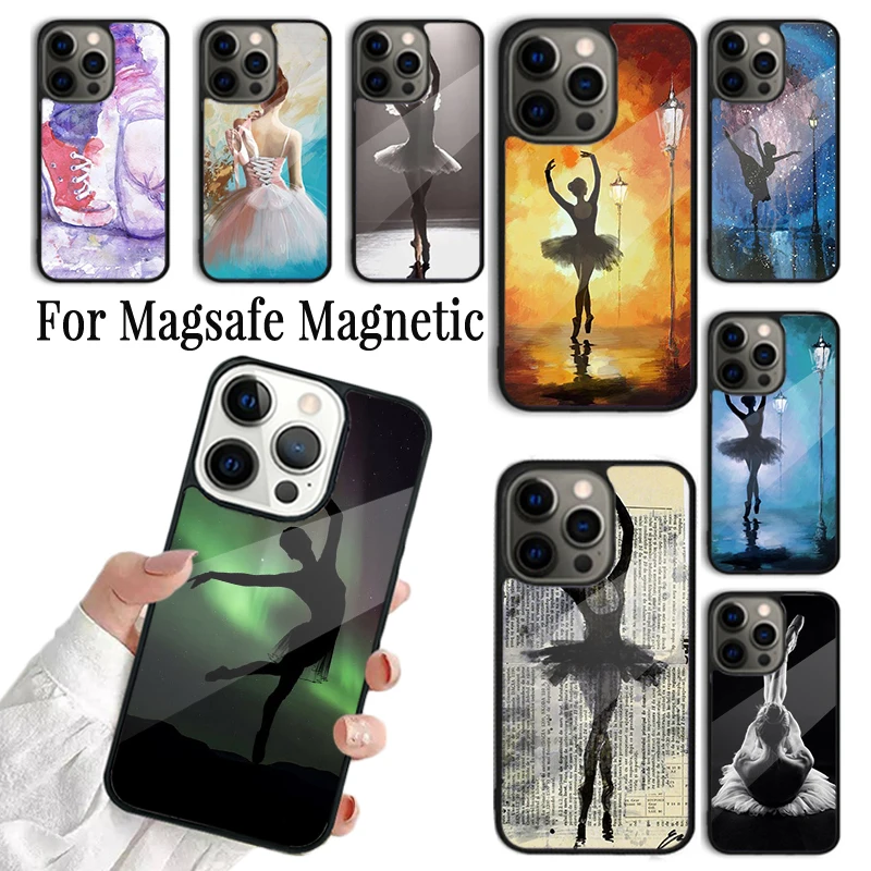 Funda para Teléfono con Diseño de Bailarina para iPhone 17, AIR 16, 15, 14, 13, 12, 11 Pro Max Plus, Carcasa Magnética Inalámbrica Magsafe