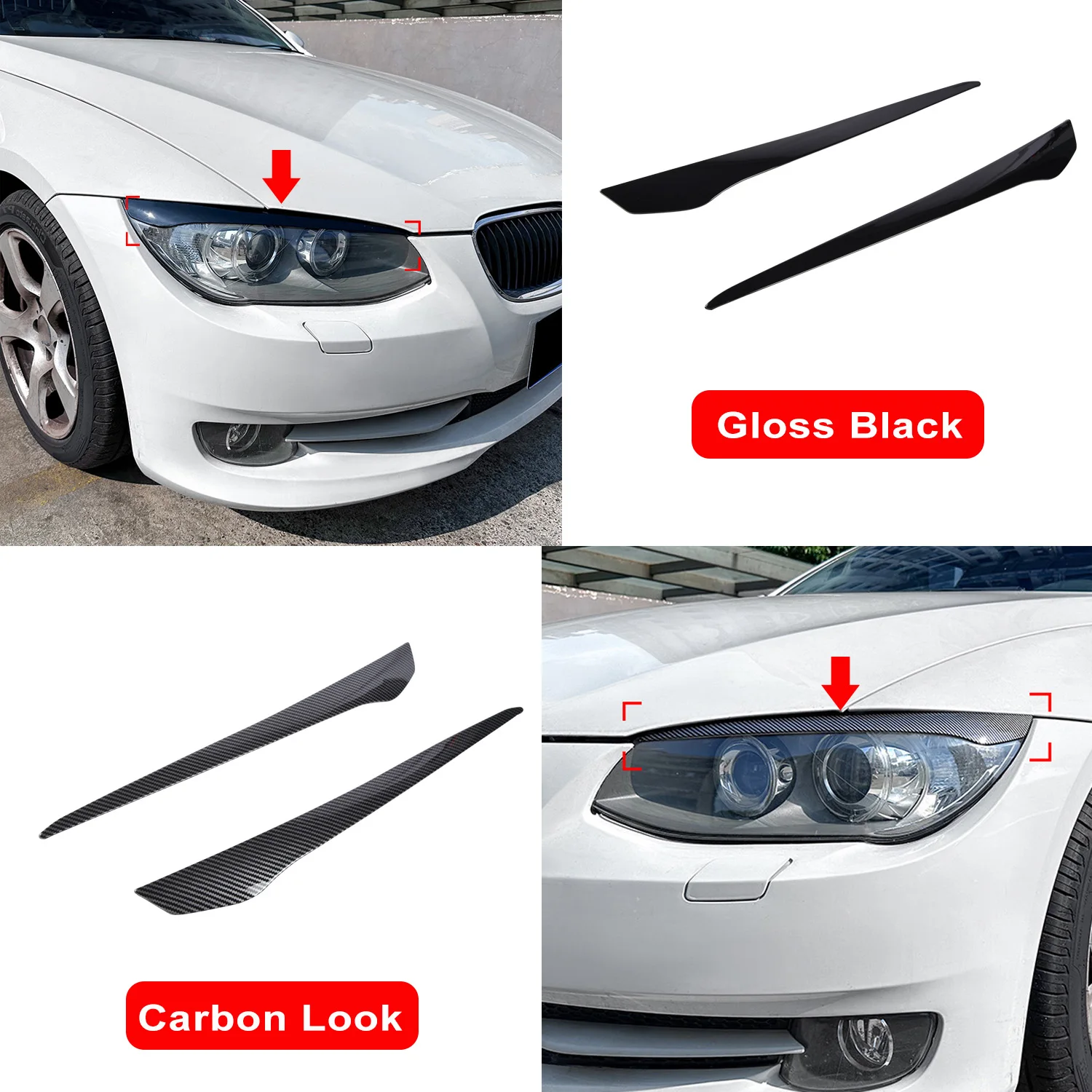 Headlight Eyelids Head Light Lamp Eyebrow Cover Trim Headlight Eyebrow For BMW 3 Series E92 E93 LCI 2010-2012 Car Accessories