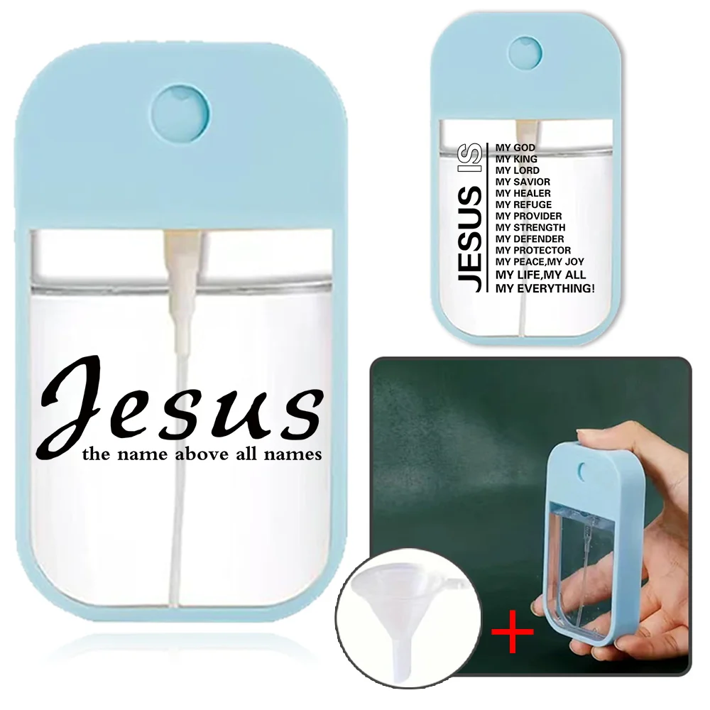 

Refillable Travel Perfume Clear Spray Bottle With Funnel Portable Alcohol Perfume Container Split Bottle Jesus Series Pattern