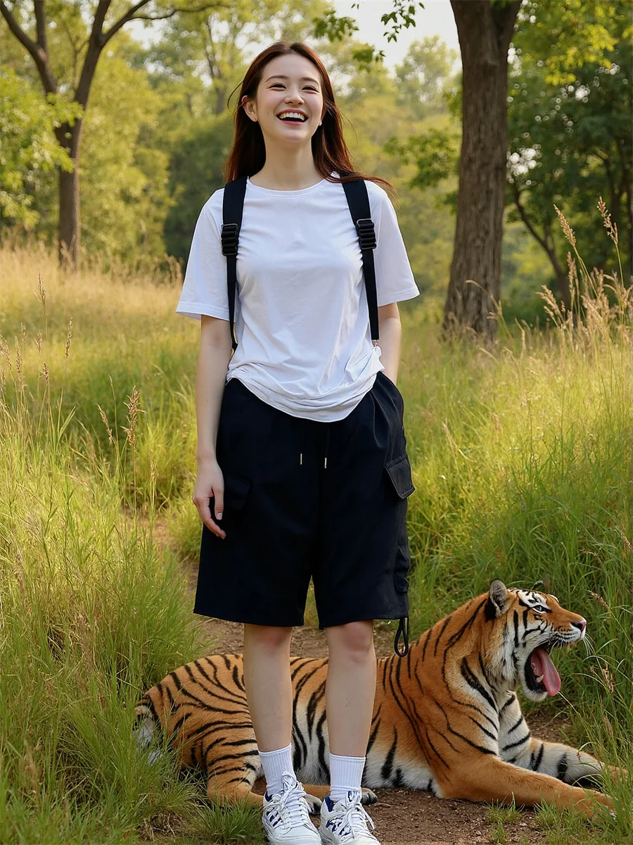 Pantaloncini multitasche a gamba larga Donna Office Lady Elegante A-Line Bottoni classici Vita alta Moda Chic Streetwear Preppy Dimagrante