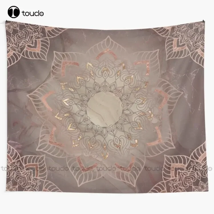 Warm Copper Rose Gold And Dusty Pink Mandala Tapestry Funny Tapestry Blanket Tapestry Bedroom Bedspread Decoration Wall Covering