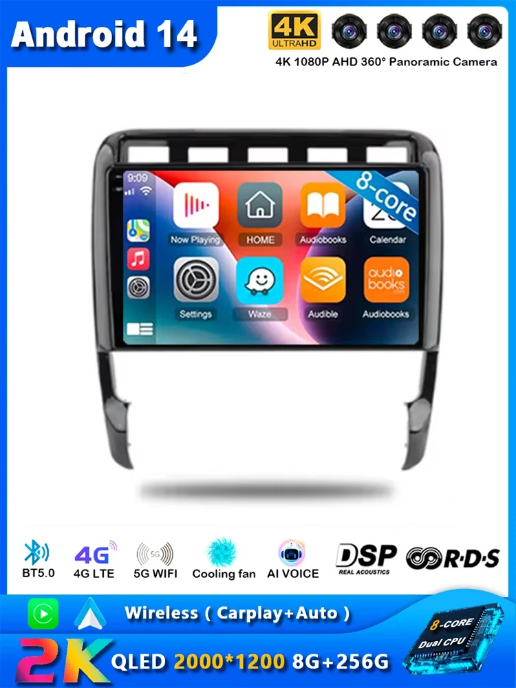 Android 16 Car Radio For Porsche Cayenne I 1 9PA 2002 2003 2004 -2010 Navigation GPS Multimedia Video Player Stereo WIFI+4G DSP