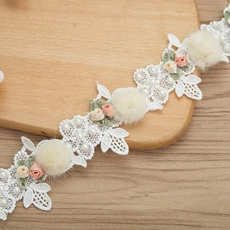

1 Yard Rose Flower Embroidery Lace Trim Ribbon Vintage Faux Pearl Beaded Appliques Bridal Ornaments Handmade DIY Sewing for Y08E