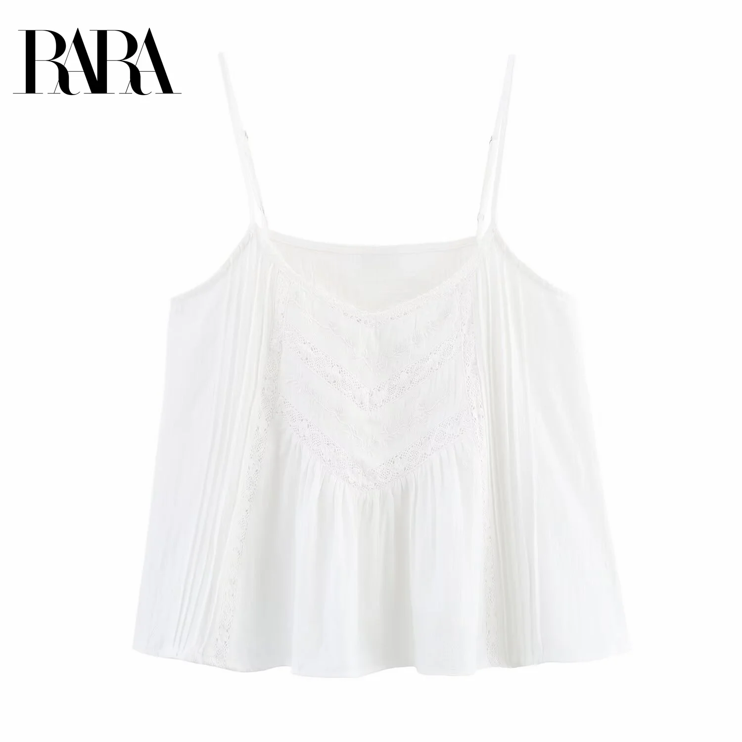 

RARA2025 new summer women's clothing casual fashion simple temperament hollow embroidery sling comfortable short top