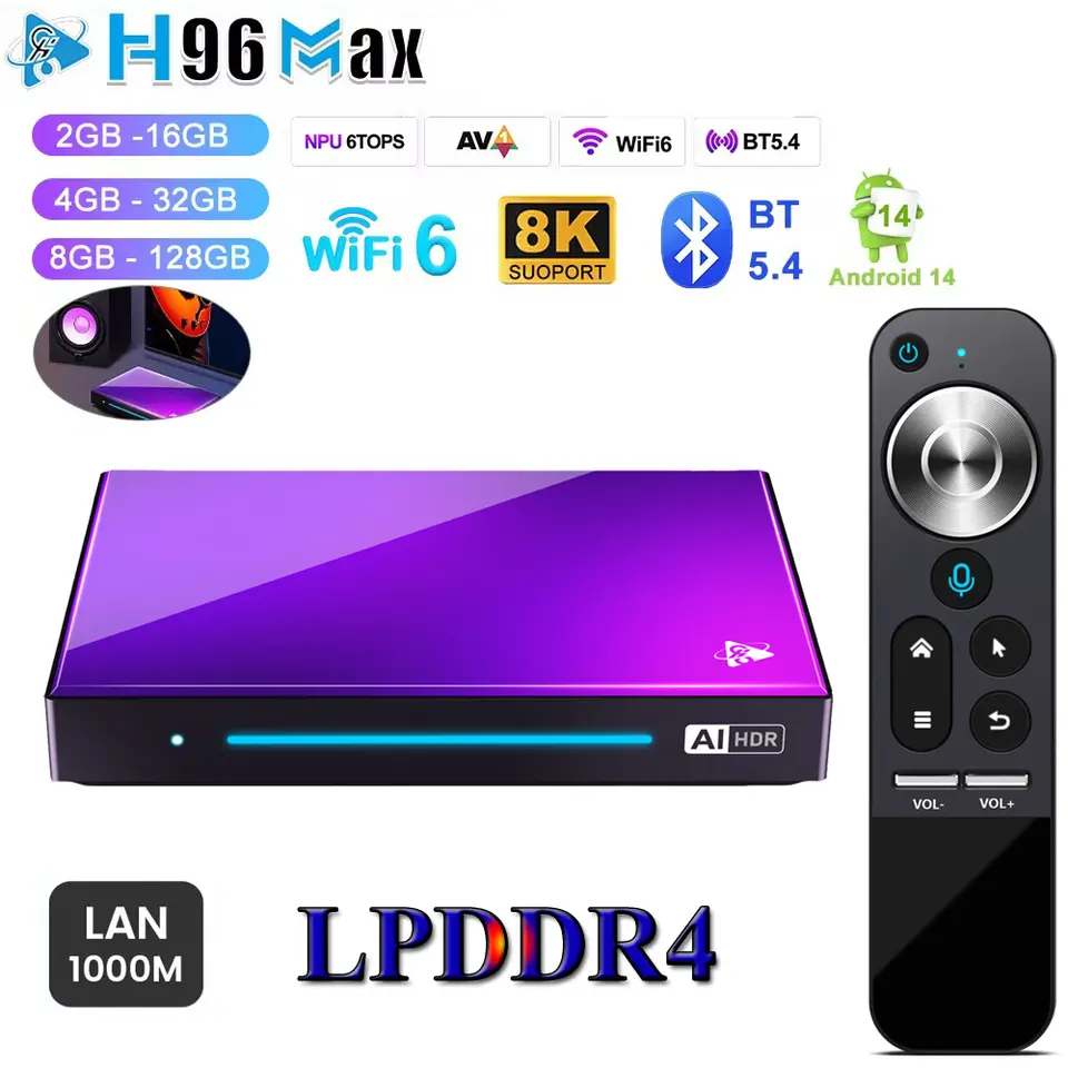 Ai Smart Tv Box H96 Max M9 8K 4K 120Fps 4Gb 128Gb Ai smart tv box h96 max m9 8k 4k 120fps 4gb 128gb
