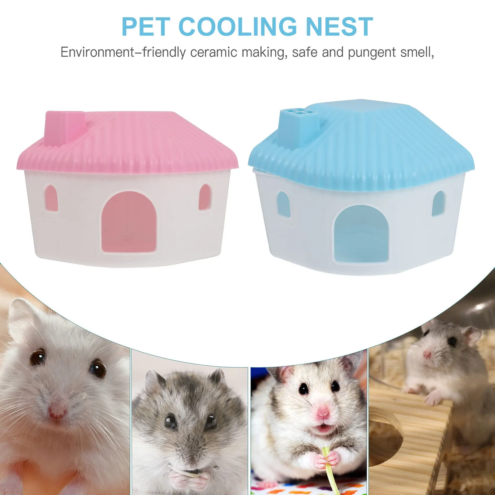 

2Pcs Mini Pet House Shelter - Reliable Plastic Cage Hut for Hamster Mouse Gerbil Playtime Rest Time Natural Behavior Support