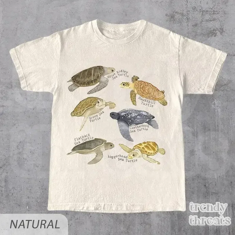 Vintage Turtle 90s T Shirt Sea Animal Ocean Nature S 5XL Multicolor