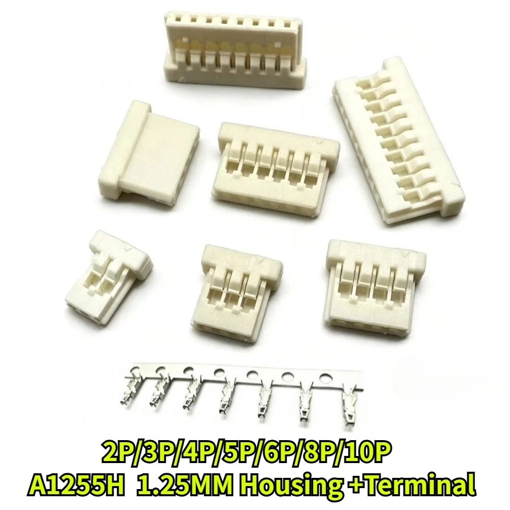 50/100Sets/lot A1255H Pitch 1.25mm Housing 2P/3P/4P/5P/6P/8P/10P Plastic Shell and Terminal Connector