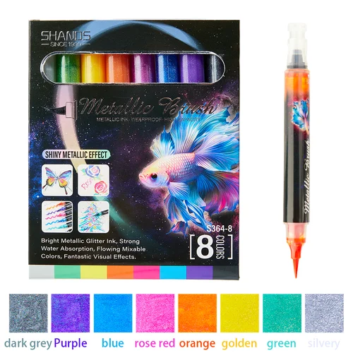 Imagen 1 del producto 8 Uds. Rotulador flash de clic, bolígrafo para álbum DIY, diario de mano, tarjeta de felicitación, bolígrafo flash de escritura adecuado para pintura navideña H