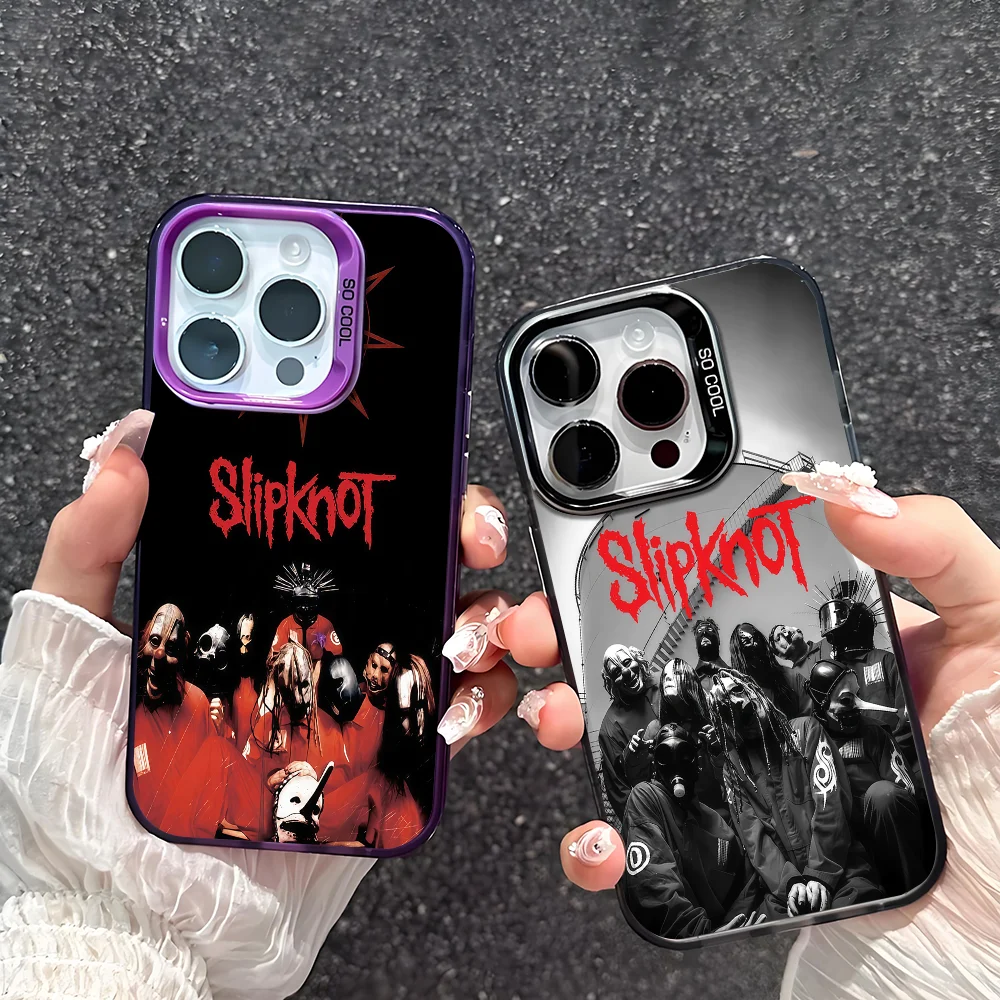 

Hot rock band S-SlipknotS phone case For iPhone 17 16 15 14 13 12 11 Pro Max Plus Mini IMD Color Silver Shell