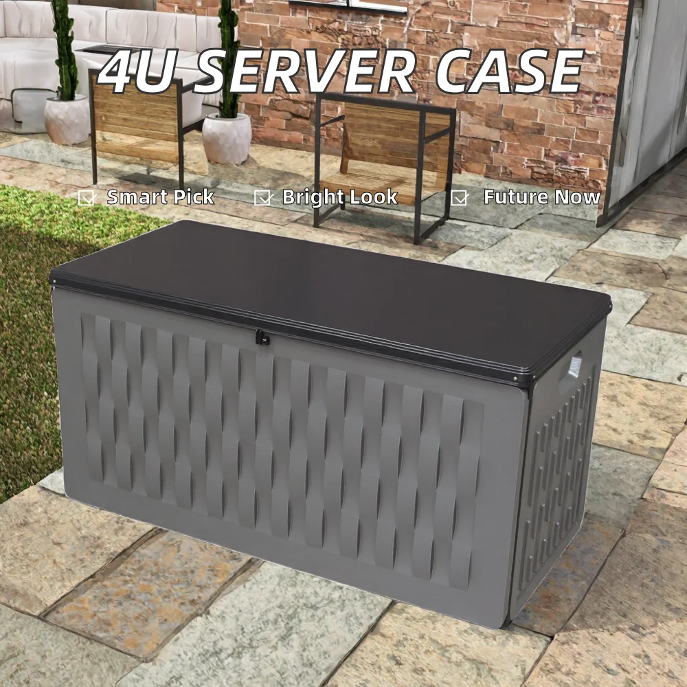 

Ящик для хранения, большой ящик из полимерной смолы, водонепроницаемый, для улицы и дома, для садовой мебели, садовых инструментов, серый