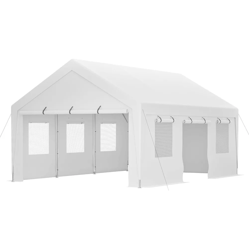 

13x20 ft Heavy Duty Carport with Removable Sidewalls & Roll-up Windows,Portable Garage Tent with Doors,All-Season Outdoor Canopy