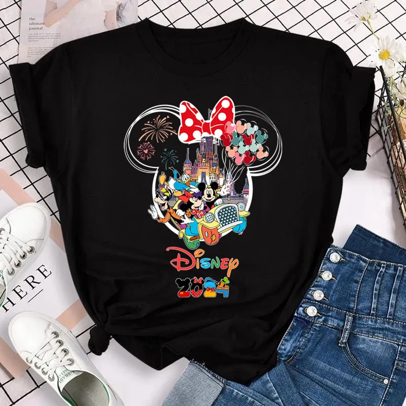 

Disney Trip 2024 Fashion Women T-Shirts Funny Mickey Minnie Tshirts Female Disneyland Vacation Tees Tops