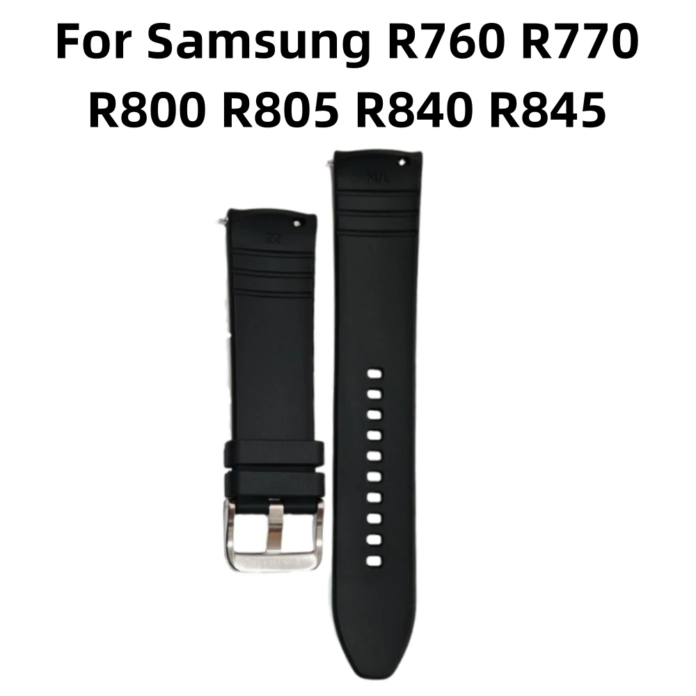 22MM Fluororubber Watch Strap for Samsung R760 R770 R800 R805 R840 R845 Accessory Watch Replacement Parts Solid Color Watchband