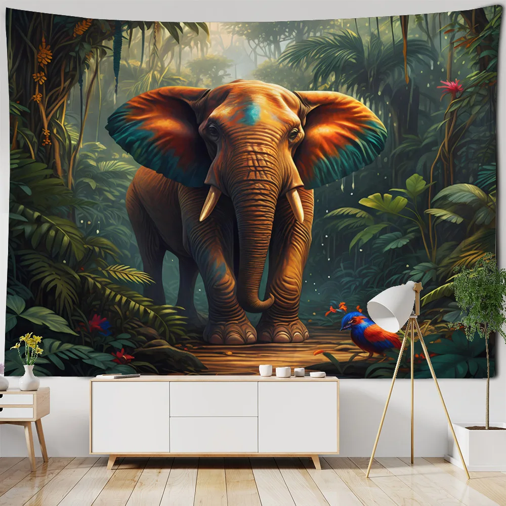 

Bohemian Elephant Art Tapestry Mandala Home Decoration Hippie Room Wall Hanging Jungle Animal Bedroom Dormitory Background